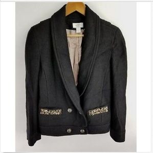 Ann Taylor Loft Blazer Black Rhinestones 12 Petite